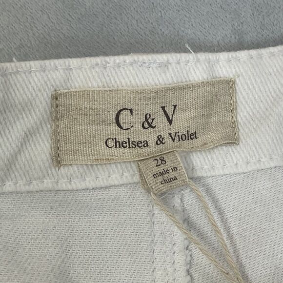 Chelsea & Violet C & V shorts womens size 28 white denim distressed festival - Picture 8 of 9